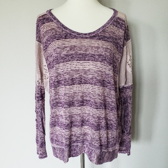 Free People Tops - Free People | We The Free Stripe Lace Sweater